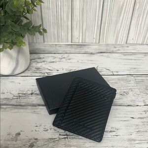 Travelambo Black Leather Card Holder Wallet Slim RFID Blocking